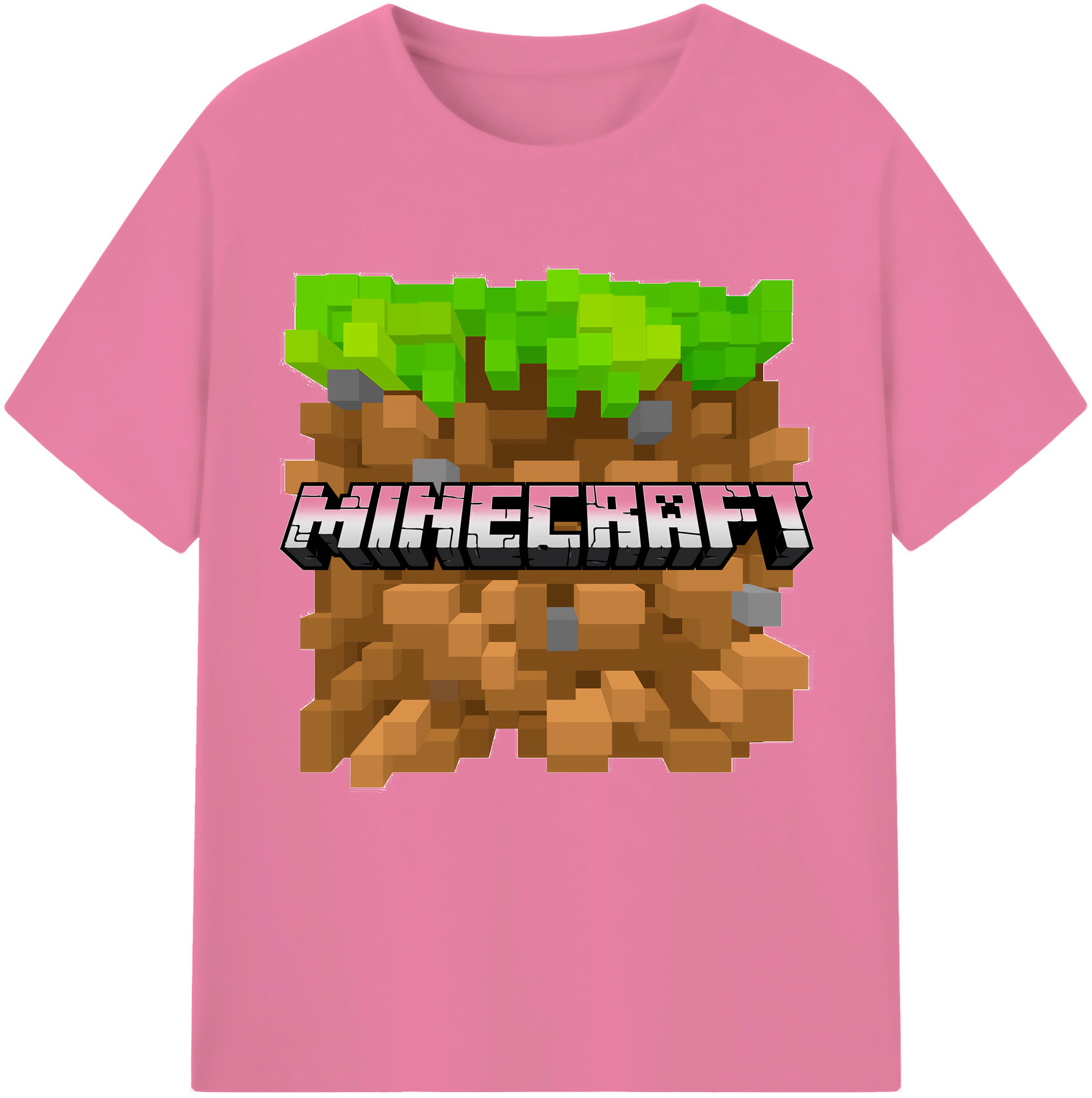 （画像用） マインクラフト ブロックの世界 Minecraft MC Block world 綿100％半袖Tシャツ（フロントプリント）